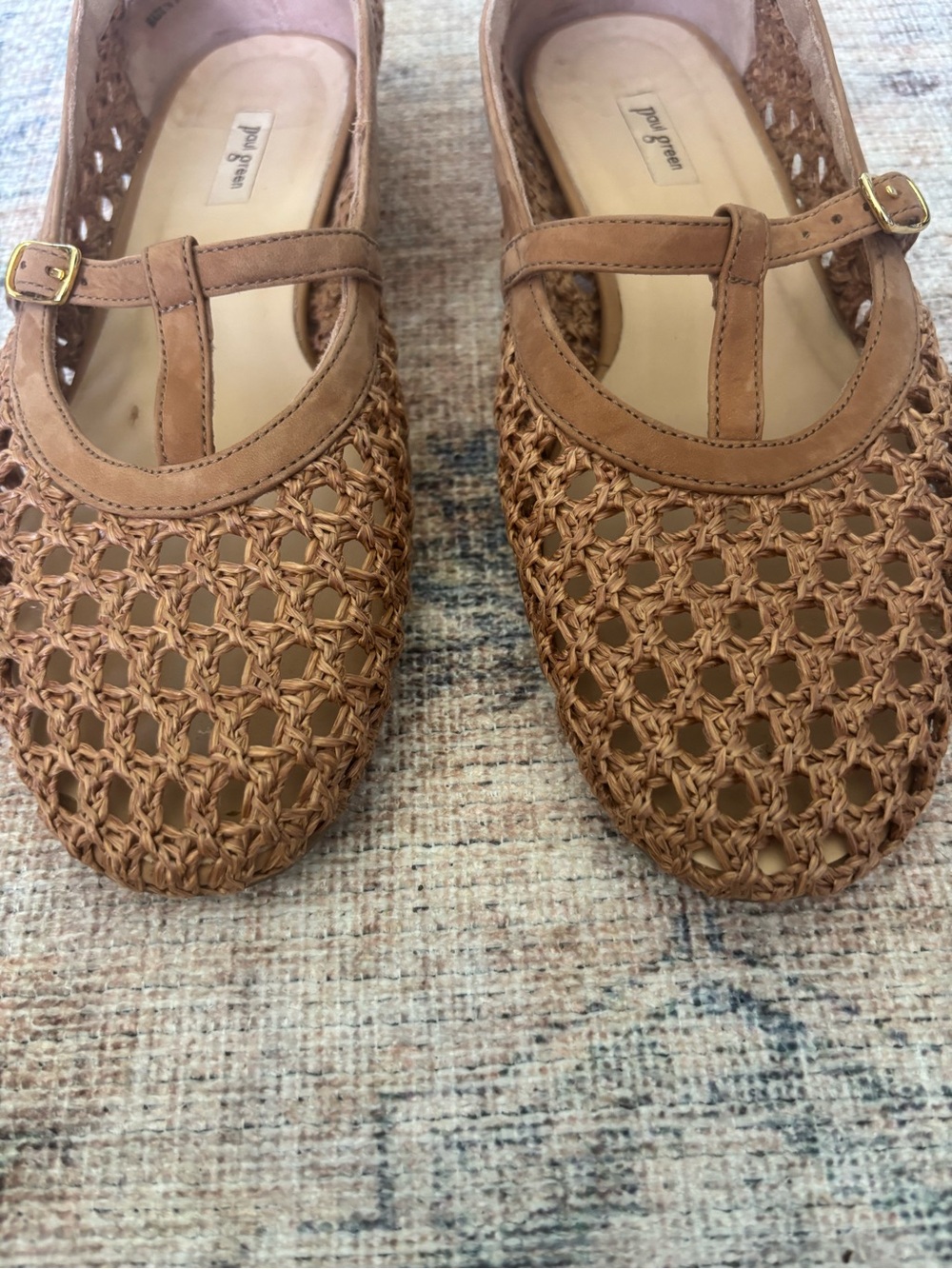 Paul Green Woven T-Strap Flats in Tan - Picture 15 of 16